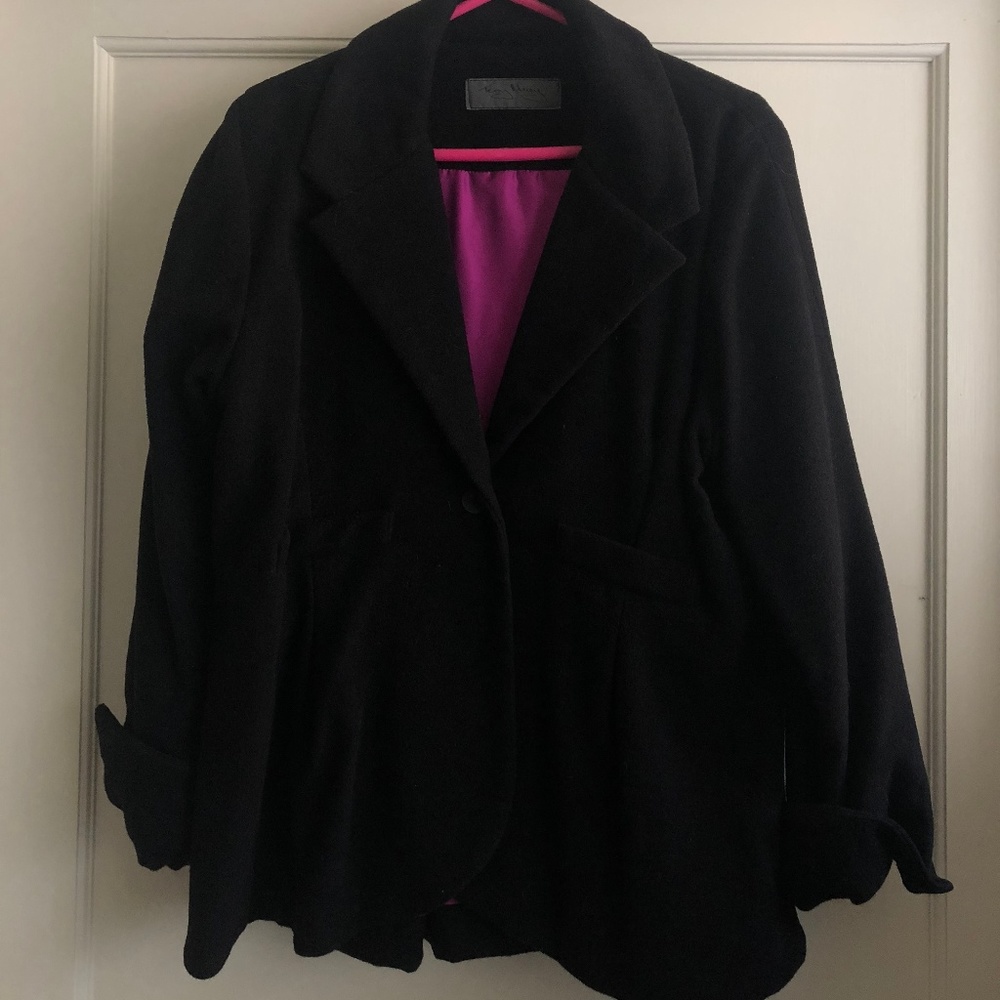 Terry Macey handmade black wool & silk coat